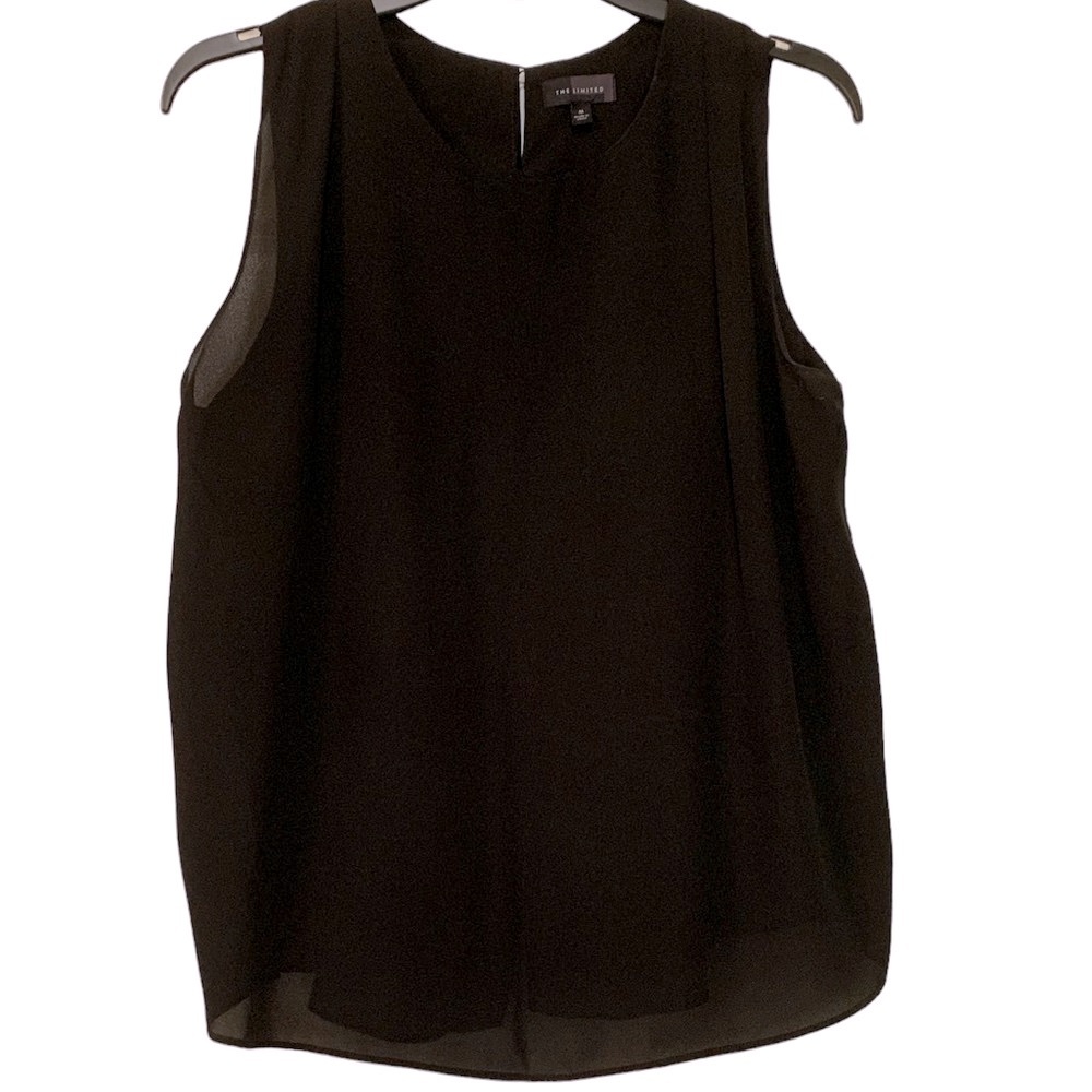 The limited black sleeveless tank top with pretty waterfall back size medium